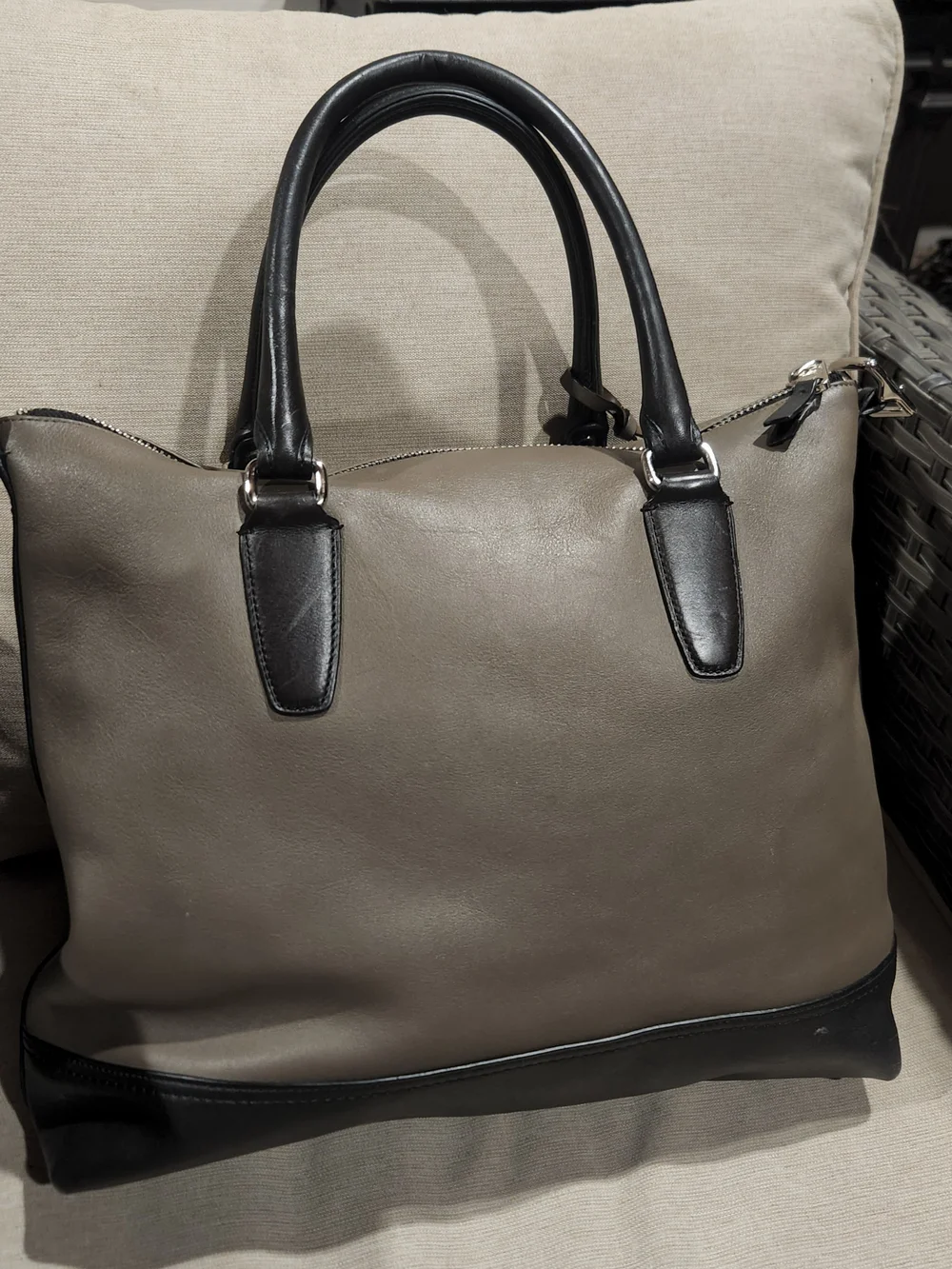 Coach Legacy Colorblock Rory Satchel 19902 Leather Taupe Black Gray Tassel Bag